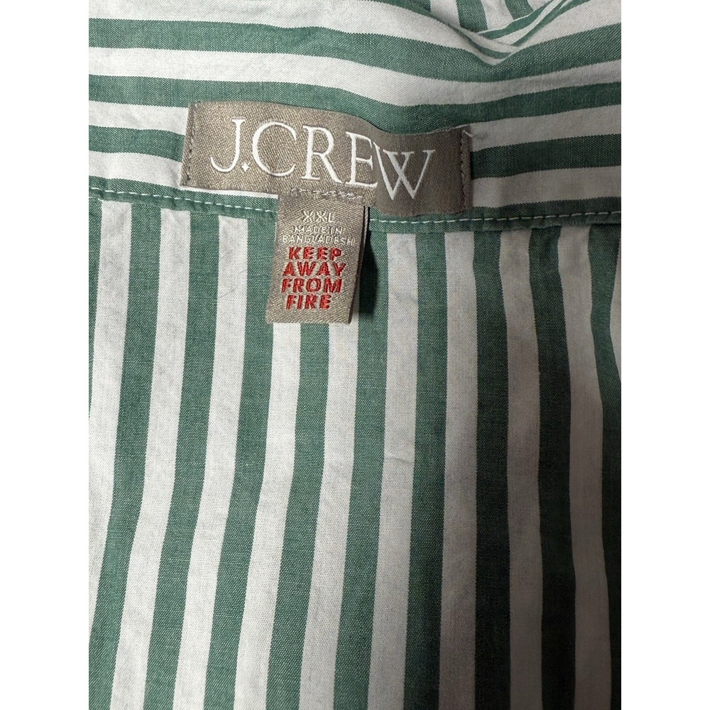 J Crew Poplin Pajamas Set Womens XXL Cotton Green Striped 2XL HTF Pants Top PJs - Picture 9 of 14